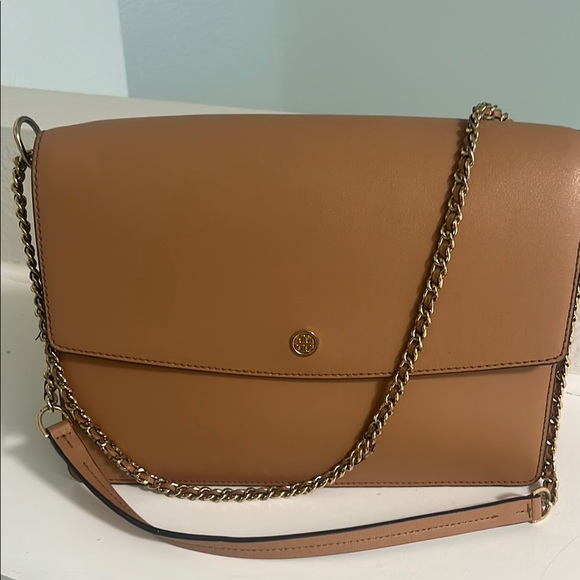 Tan Leather Chain Shoulder Bag